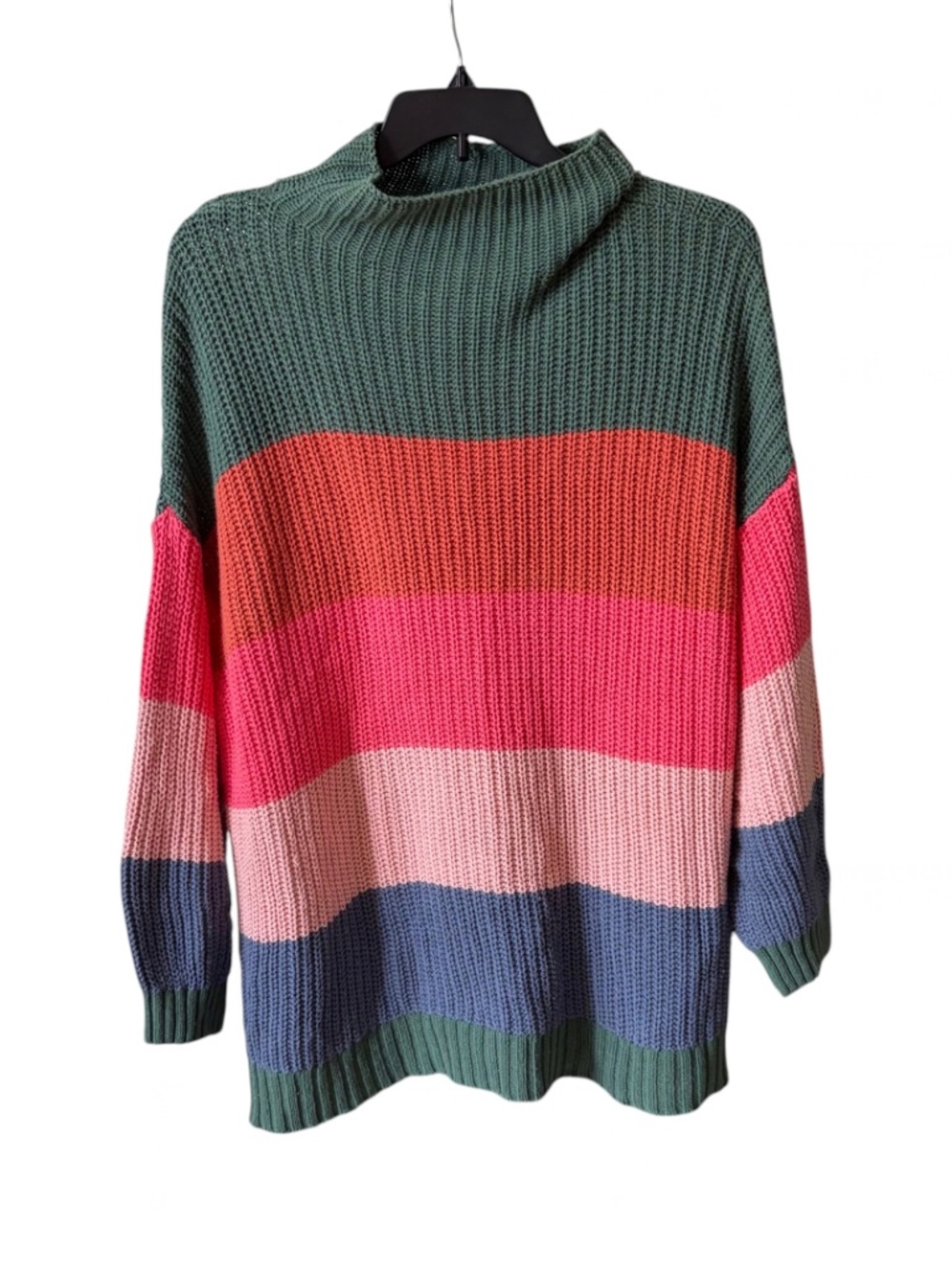 American Eagle Striped Turtleneck Chunky Knit Sweater
